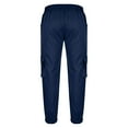thumbnail image 4 of Kvture Mens Cargo Pants Joggers Drawstring Elastic Waist with Pockets Comfy Baggy Outdoor Tapered Hiking Pants Navy XXXL, 4 of 6