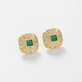 thumbnail image 3 of Vintage Green Nano Emerald Earrings for Women with Brushed Finish S925 Sterling Silver Princess Cut Gold Stud Earrings Elegant CZ Simulated Diamond Stud Earrings for Women, 3 of 7