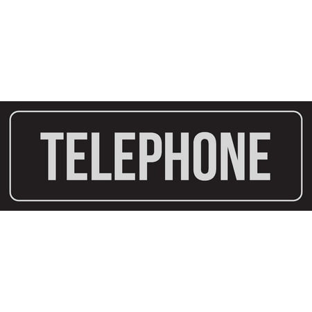 - Black Background With Silver Font Telephone Office Business Retail Outdoor & Indoor Plastic Wall Sign, 3x9 Inch