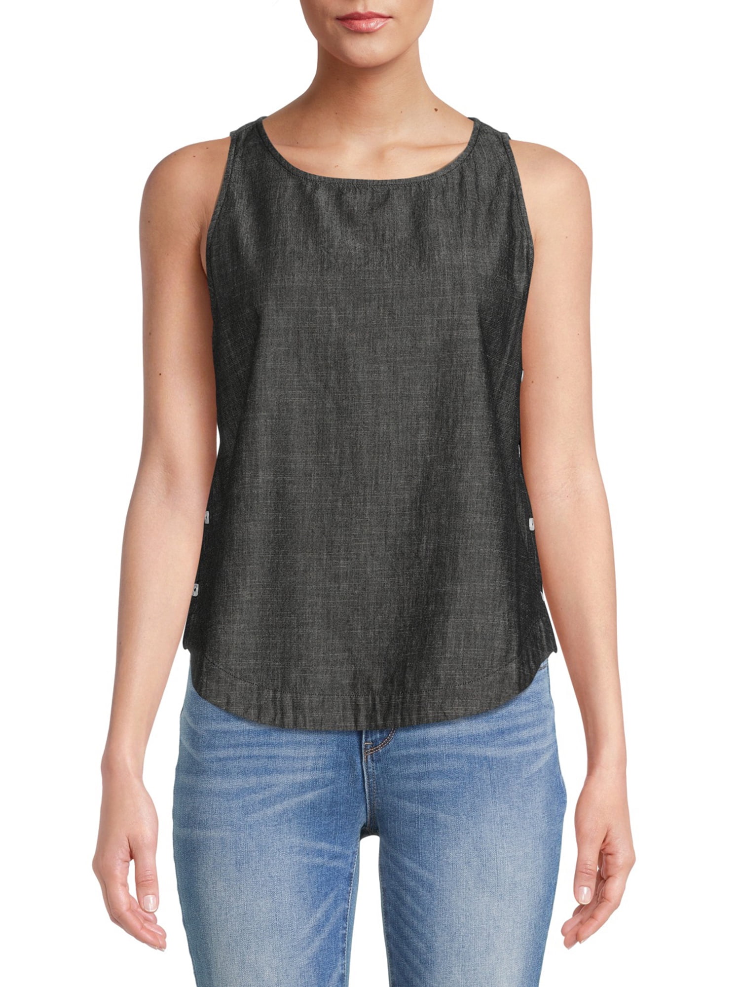 Time and Tru Women's Button Side Tank Top