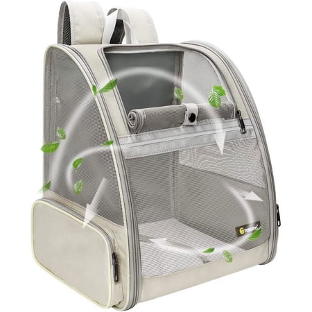 Rush & Roam Pet Backpack Carrier for Small Cats Dogs | Ventilated Design Safety Straps Buckle Support Collapsible | Designed for Travel Hiking & Outdoor Use (Creamy White)