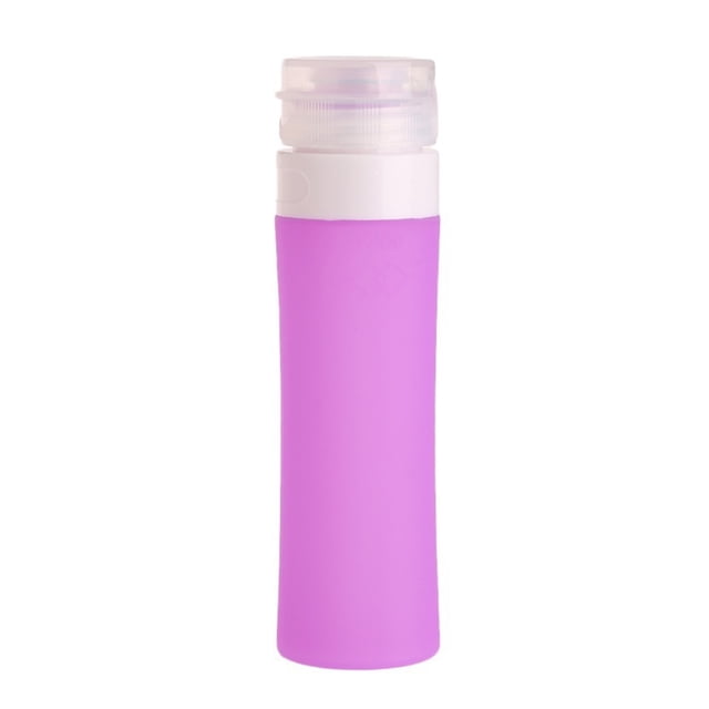 Dispensadores de jabón portátiles de viaje, de silicona, para encimera, 80 ml (morado)
