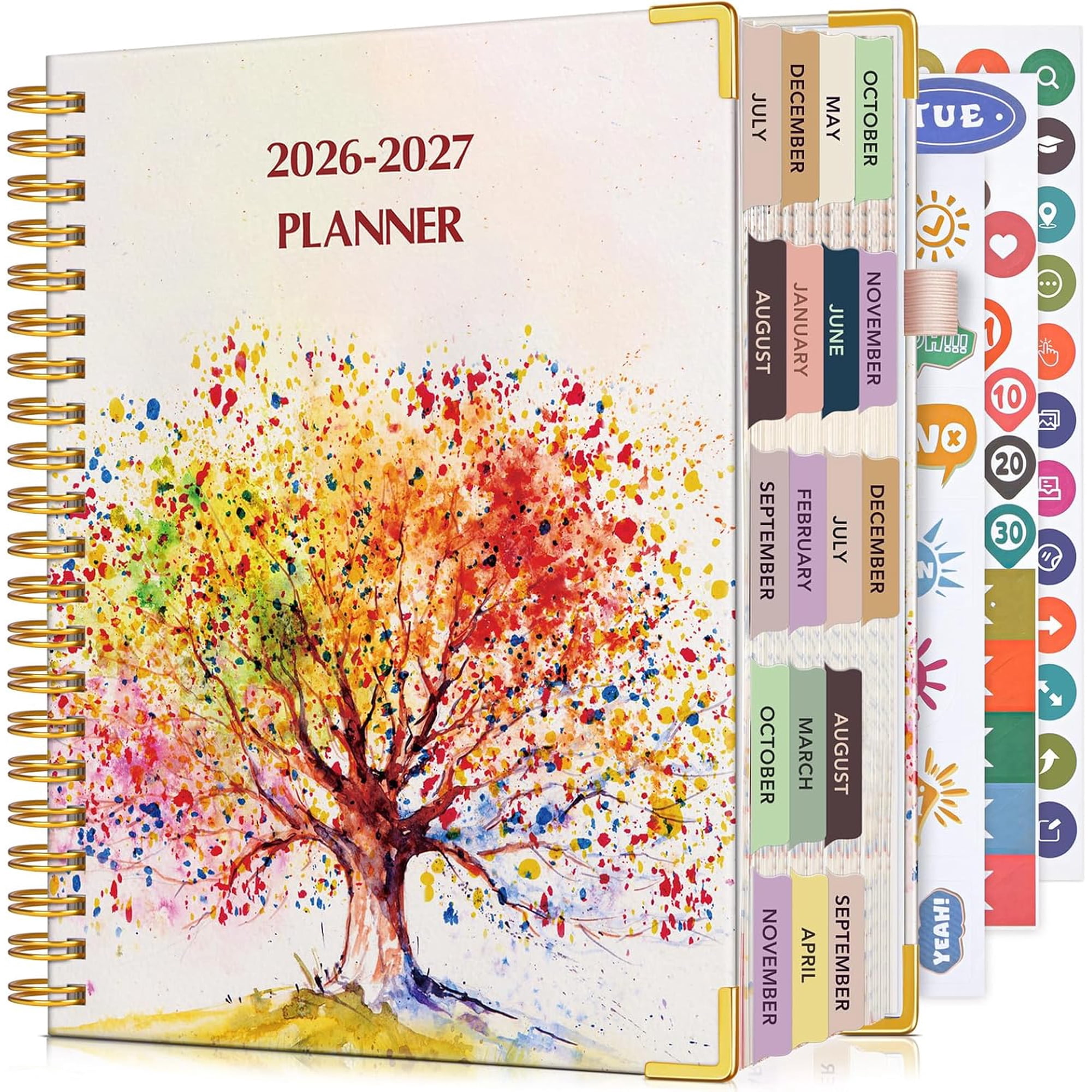 2026-2027 Academic Planner 18 Months (Jul 2026 - Dec 2027) 8.5 x 11 Hardcover Spiral Planner with Tabs Weekly & Monthly Organizer for School Work & Home Tree of Life Pattern