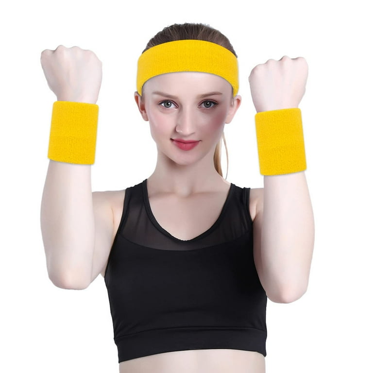 Tennis Wristbands 18 Pcs Sweatbands Headband Wristband Set