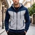 thumbnail image 2 of UAYOTSE Mens Color Block Fleece Full Zip Hooded Jacket Drawstring Long Sleeve Hoodie for Street Wear and Daily Training, 2 of 9