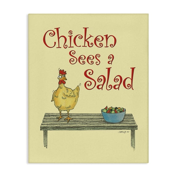 Stupell Industries Traditional Chicken Salad Vintage Pun Canvas Art, 16 x 20, by Roger Straub