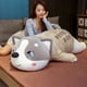 thumbnail image 4 of Muñeco de peluche de Husky de 80cm/100cm, ropa a rayas, juguete de peluche suave de Husky tumbado, animales de perro gris/Negro, regalo de cumpleaños para niños, 4 of 5