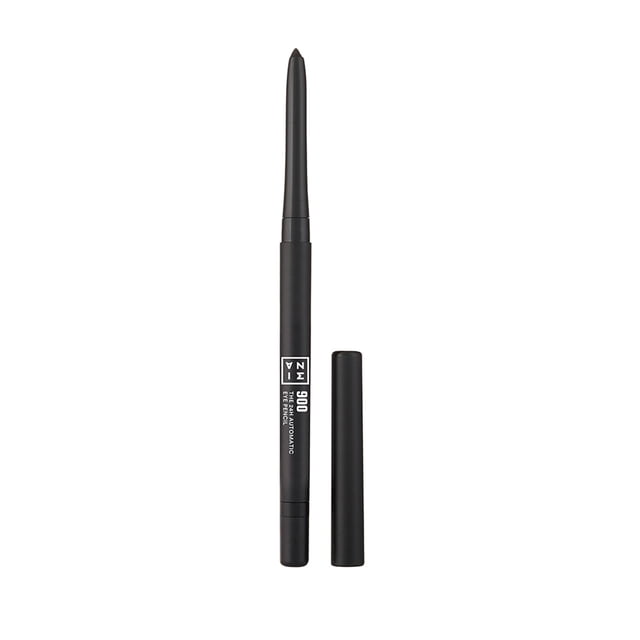 3Ina Makeup - Lápiz de ojos automático 24H 900 - Negro - Lápiz de ojos retráctil automático - Definición de larga duración - Altamente pigmentado - Sacapuntas y pincel integrados - Vegano - Cruelty Fr