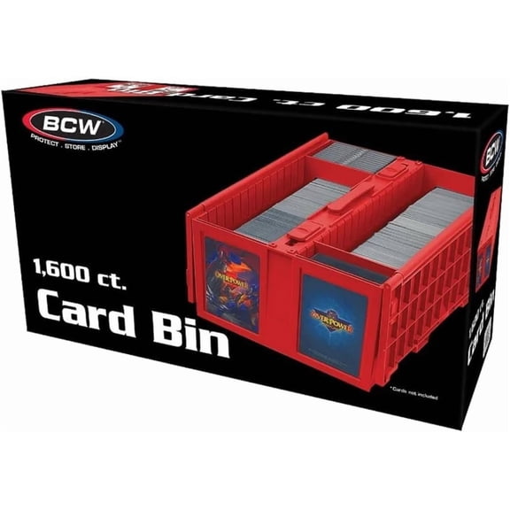 BCW Collectible Card Bins, Holds 1,600 Cards Each, Stackable, Red, 1 Pack