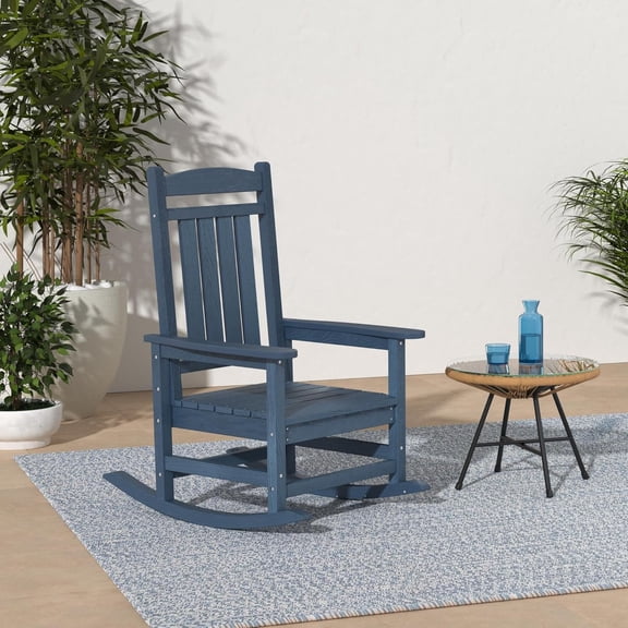 HDPE Outdoor Rocking Chair with 330lbs Support - Wide Seat Porch Glider for Lawn Garden