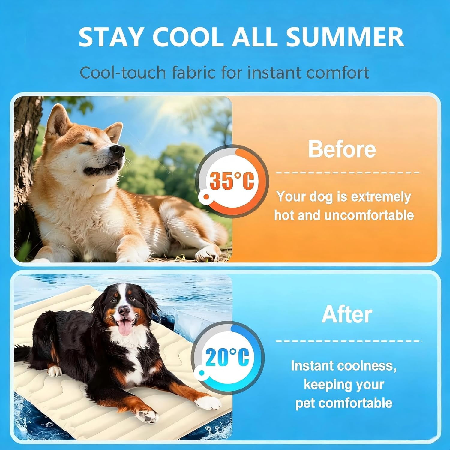 Kobolaf Dog Cooling Mat Portable Dog Cool Bed for Summer Non-Slip Washable