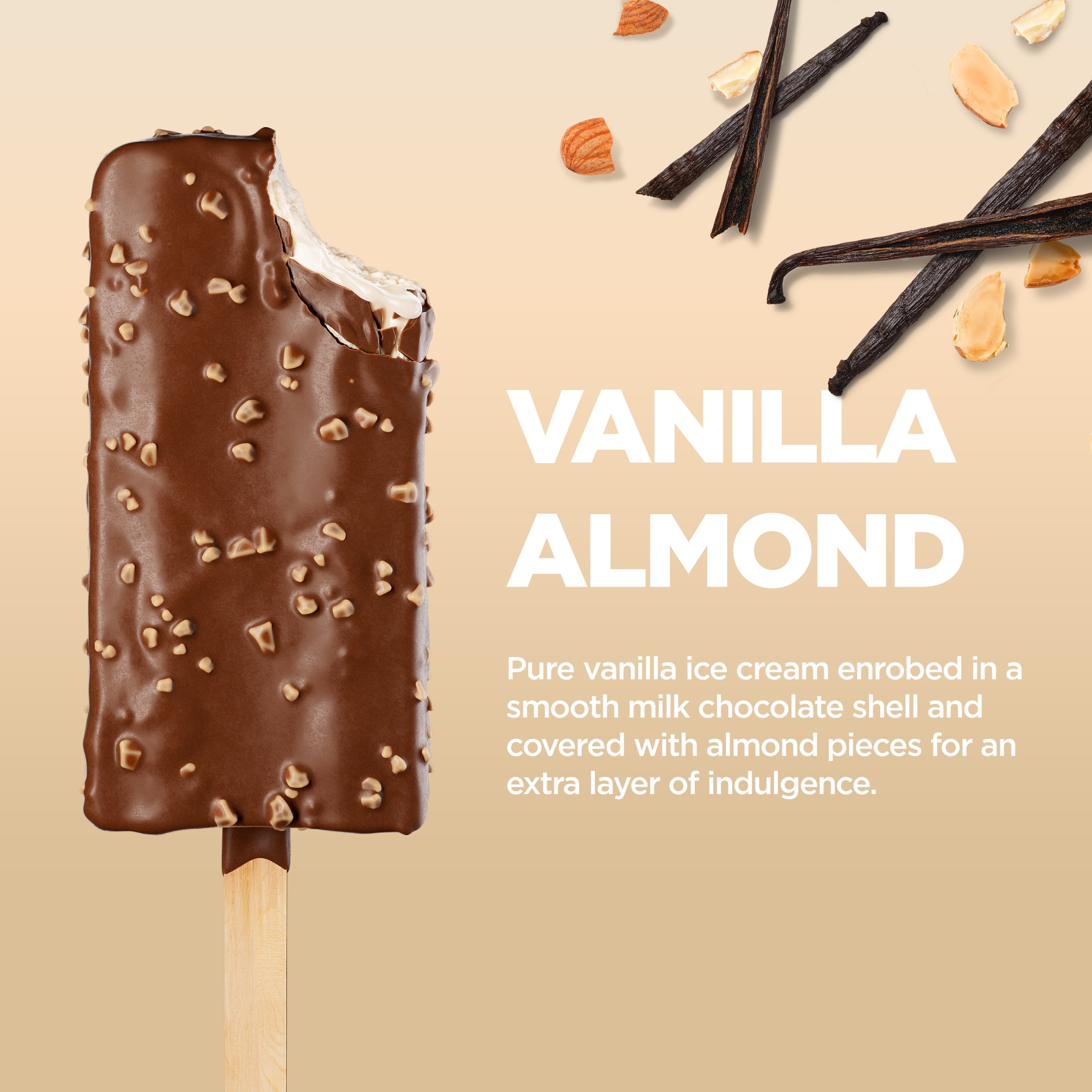 Keto Pint Vanilla Almond Ice Cream Bars, No Added Sugar, 2.75 fl oz, 4 Count