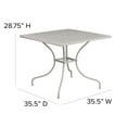 thumbnail image 4 of Flash Furniture Oia Commercial Grade 35.5" Square Light Gray Indoor-Outdoor Steel Patio Table with Umbrella Hole, 4 of 4