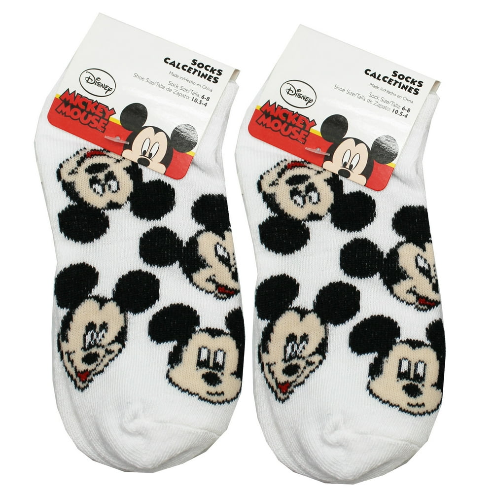 Mickey Mouse - Disney's Assorted Faces Kids White Socks (2 Pairs, Size ...