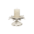 thumbnail image 4 of Pillar Candle Holders - Rustic Metal Farmhouse Candle Stand, Distressed White Lotus Design for Centerpiece, Dining, Coffee Table Decor, 4 of 10