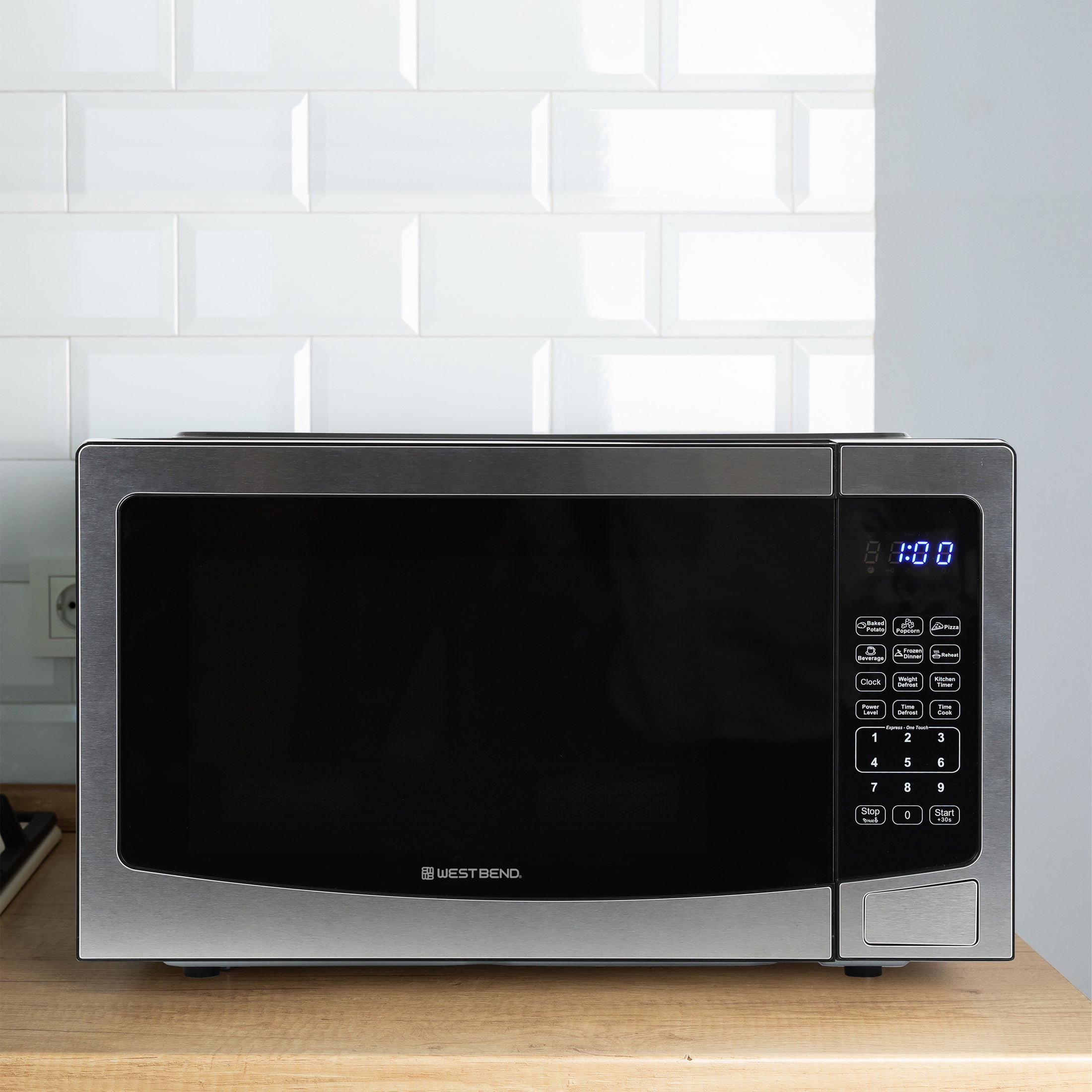 West Bend Microwave Oven, 1.1 cu. ft. Capacity, in Stainless Steel (WBMW110S)