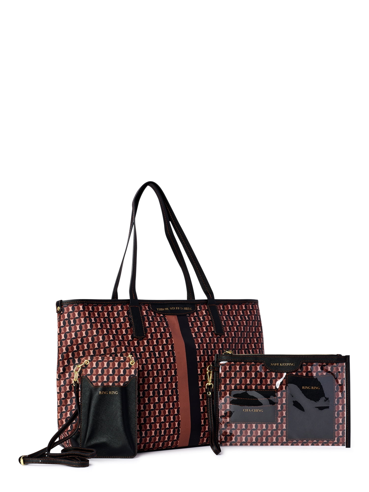 Time and Tru Women’s Tote, Organizer Pouch and Mobile Crossbody Handbag