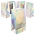 thumbnail image 2 of Koyal Wholesale Iridescent Party Treat Bags, 25 Pack 4.5 x 8.5 Holographic Silver Foil Party Bags, 2 of 4