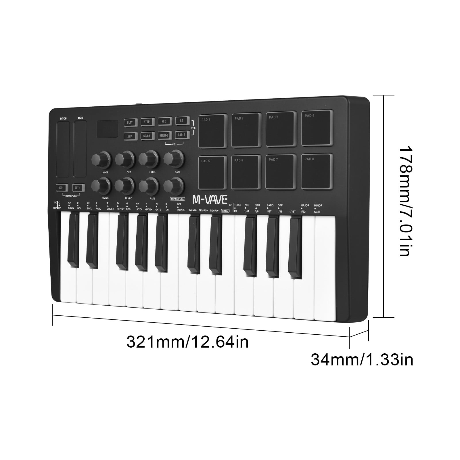 M-VAVE 25-Key MIDI Control Keyboard Portable USB Keyboard