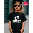 thumbnail image 1 of T-Shirt Graphique de Rugby pour Filles - Pas de Casques Pas de Coussinets Juste des Balles Slogan Imprimé, 100 % Coton T-Shirt Décontracté à Manches Courtes pour Enfants Adolescents, Haut Sportif Rouge Vibrant, Lavable en Machine Cadeau Printemps/été, T-Shirts pour, 1 of 6