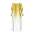 thumbnail image 3 of ameIAEA Women Long Bell Sleeve Dress Button Up V Neck A-Line Printed Long Dress with Pockets, 3 of 5
