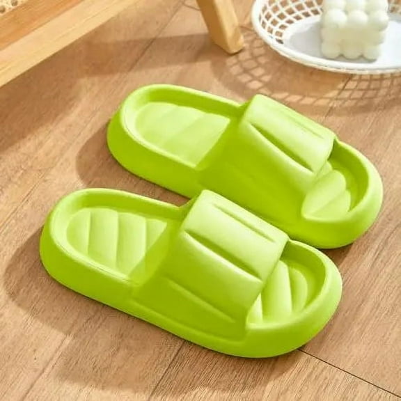 Nvzi-a Pillow Slippers for Women and Men Non Slip Quick Drying Shower Slides Bathroom Sandals ，Ultra Cushion ，Thick Sole（Size：38-39，Green）