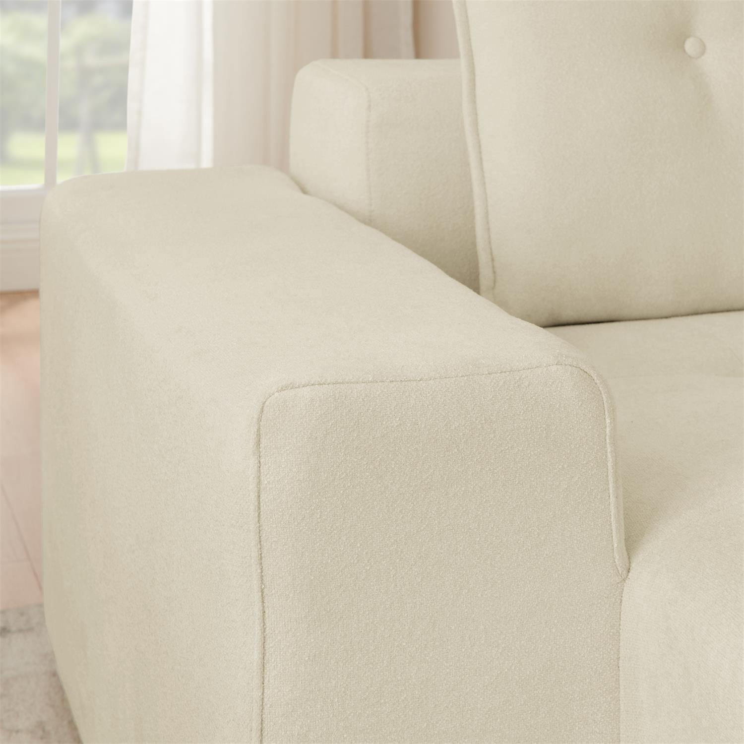 Demi Bonn 108" Modular L Shaped Sectional Sofa, Wide Deep Seat Convertible Linen Couch Set for Living Room & Office, No Assembly, Beige