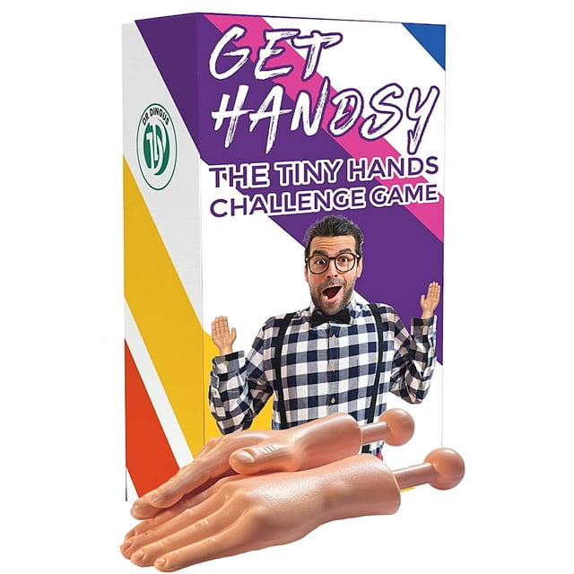DR DINGUS Tiny Hands Challenge Game - Get Handsy - includes Little Hands & 120 Challenges - Play with Friends and Family for Hilarious Laughs - Physical Family Fun with Mini Hands