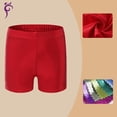 thumbnail image 2 of CPNG Girls Metallic Shorts Sparkly Shiny Hot Shorts Dance Athletic Shorts Elastic High Waist Yoga Gymnastic Shorts(Red,5-6 Years), 2 of 4