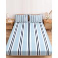 thumbnail image 2 of King Size Fitted Sheet Set - Light Blue Striped 3 Piece Bedding Sets 16" Deep Pocket Fitted Sheet with 2 Pillowcases, Minimalist Vertical Stripes Brushed Microfiber Hotel Luxury Bed Sheets, 2 of 9