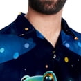 thumbnail image 5 of Starry Sky Frog Men's Short Sleeve Spread Collar Tops, Casual Button Down Shirts, Printed Summer Beach Shirts, Unisex, 5 of 6