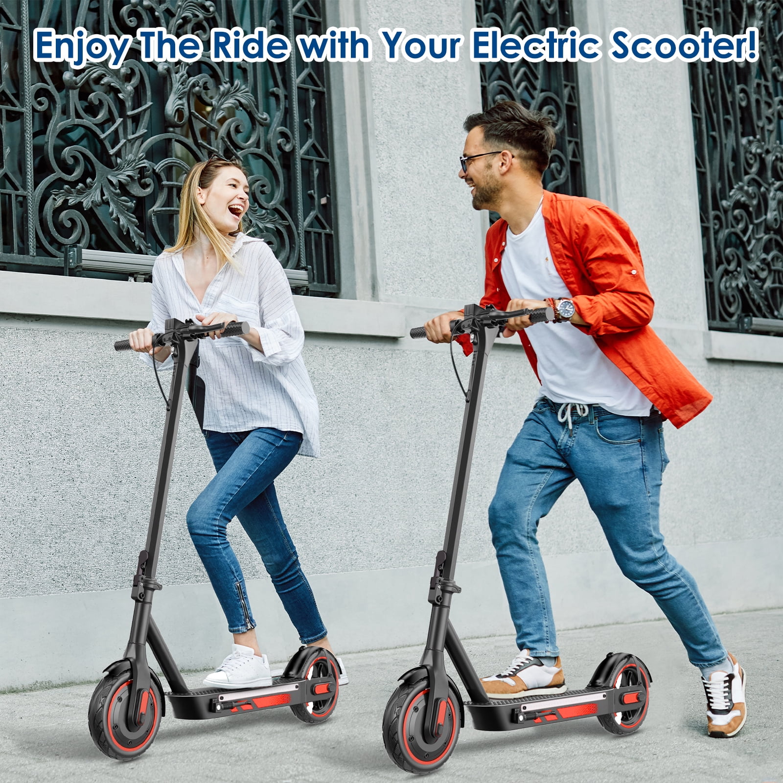 HiQiS Electric Scooter for Adults, 600W Motor, 10"Air Tires, up to 25 MPH and 22-30 Miles Range, Lightweight Folding Electric Scooter for Commuter Red