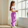 thumbnail image 7 of Cethrio Kids Girls Outfit Sets, Flutter Sleeve Summer Cotton T-shirts with Pants Sets Purple Size 4T, 7 of 7