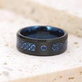 thumbnail image 4 of 8mm Men's Black Blue Tungsten Rings Wedding Band with Celtic Dragon and Cubic Zirconia Inlay, 4 of 5