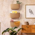 thumbnail image 4 of Dingrich Over the Door Organizer, 3-Tier Wall Mount Hanging Basket for Closet Organizing, Decorative Hanging Storage Organizers Baskets for Living Room, Bathroom, Bedroom, Jute, 4 of 8