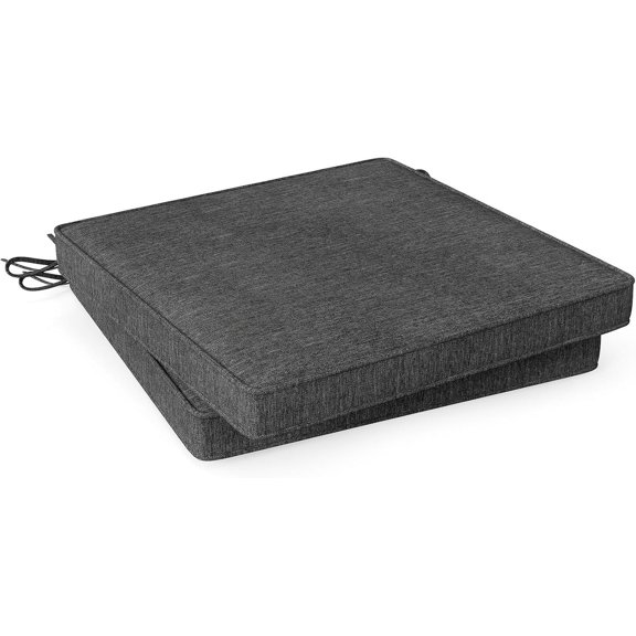 Outdoor Chair Cushions Set of 2, Waterproof & Fade-Resistant Outdoor Seat Cushions with Ties for Patio Furniture, Square Corner Patio Chair Pads Replacement, 20” x 20” x 2”, Grey