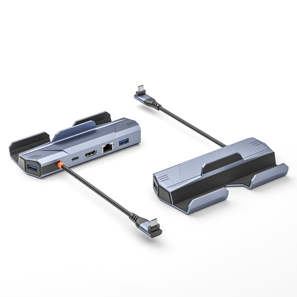 Portable 6 in 1 USB C Hubs for SteamDeck ROG with USB A USB C 4K Video Output and Gigabit Ethernet
