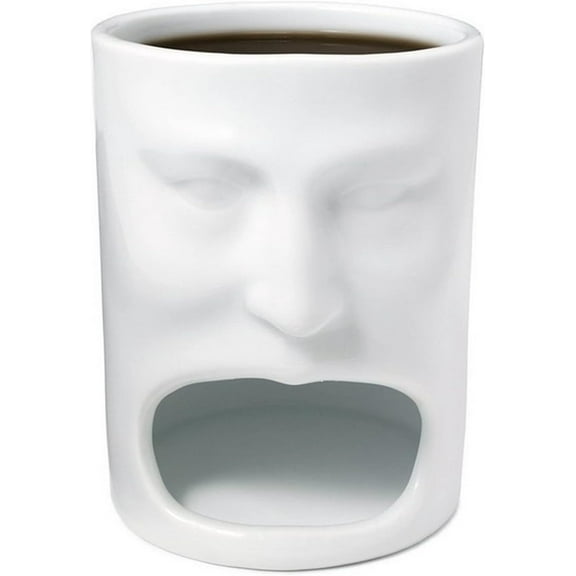 JONJUMP 170ml Face Mug Ceramic Coffee Cup Milk Tea Mugs White Cookies Cup Dunk Mug with Biscuit holder Tray Funny Gift