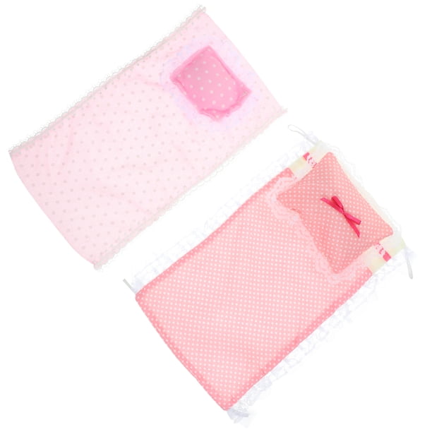 2 Ensembles de Literie de Maison de Poupée Mini Ensemble de Literie Drap de Lit de Maison de Poupée Oreiller Accessoires de Maison de Poupée