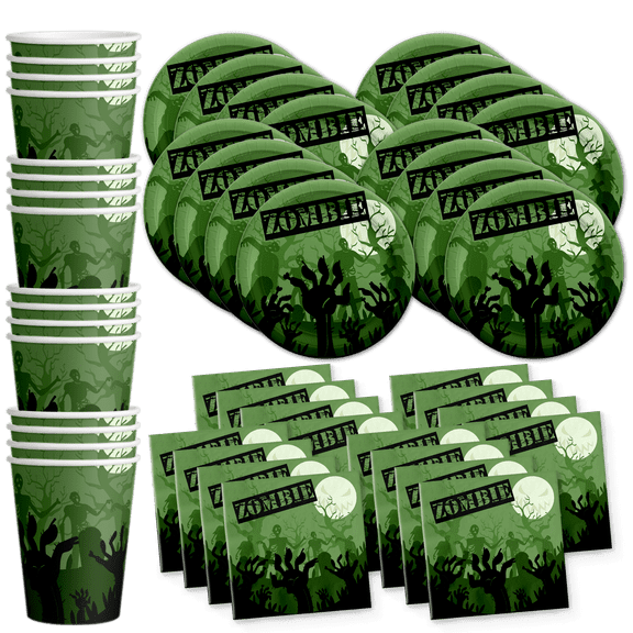 Zombie Birthday Party Supplies Set Plates Napkins Cups Tableware Kit for 16