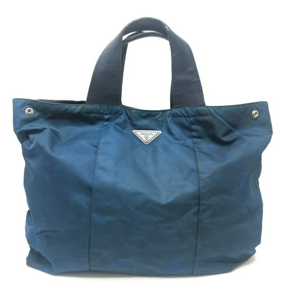 Pre-Owned PRADA VA0677 Triangle Logo Tote Bag, Nylon, Women's, Blue (Fair)