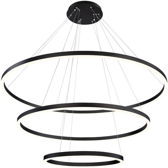 31474-023 Eurofase Lighting Spunto 3 Tier Chandelier 3 Light-Matte Black Finish