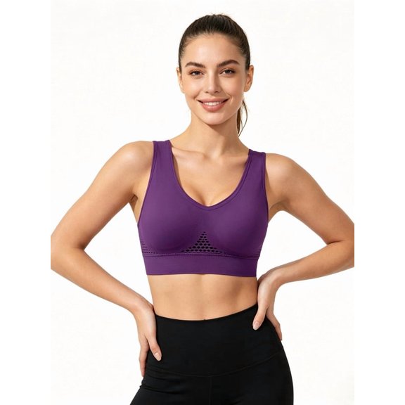 Women Sports Bra with Support Mesh Breathable Cup Comfort Wireless Bra for Fitness Running Yoga
