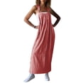 thumbnail image 4 of TrendOFT Combinaisons pour Femmes Décontractées d'Été Mode Amples Tendance à Encolure Carrée Sans Manches à Bretelles Combinaisons pour Femmes une Pièce Salopettes Rouge P, 4 of 5