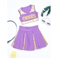 thumbnail image 4 of Yruioon Girls Cheer Leader Outfit Cheerleading School Uniform Letter Print Tank Top with Pleated Lavender 16, 4 of 7