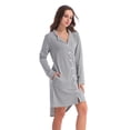 thumbnail image 3 of MintLimit Women Long Sleeve V-neck Solid Button Down High-Low Pockets Shirt Dress Sleepwear Lounge Pyjamas, 3 of 5