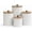 White, variant on MODE HOME White Metal Canister Set of 4 with Wooden Lids, Embossed Fish Scale Design, Farmhouse Kitchen Storage for Coffee, Tea, Candy and Pet Treats