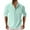 Mint Green, variant on YYDGH Men's Cotton Henley Shirt Long Sleeve Hippie Casual Beach Solid Color T Shirt Summer Loose Lightweight Band Collar Yoga Top