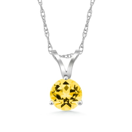 18k Honey - 18K White Gold Pendant Set with Round Honey Topaz from Swarovski