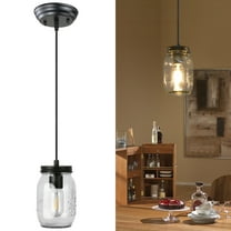 GoYeel 1-Light Black Farmhouse Pendant Light Mason Jar Ceiling Light Fixtures